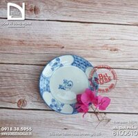 Đĩa sứ tròn 14cm hoa chanh cổ bộ bát chiết yêu Bát Tràng giả cổ