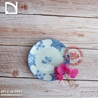 Đĩa sứ tròn 14cm hoa chanh cổ bộ bát chiết yêu Bát Tràng giả cổ