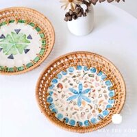 Đĩa sứ viền mây, đĩa sứ viền mây tròn đựng hoa quả bánh kẹo trang trí decor