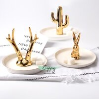 Đĩa sừng hươu, xương rồng, con thỏ, chụp nhẫn, trang sức - phụ kiện trang trí - Gippy Decor