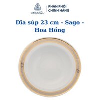 Dĩa súp 23 cm - Sago - Hoa Hồng - Gốm sứ cao cấp Minh Long