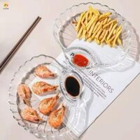 Đĩa tách thủy tinh ECHOG, Đĩa bánh bao hình vỏ có thể xếp chồng lên nhau, Làm dày đa chức năng sáng tạo với đĩa giấm Khay ngăn thực phẩm Thực phẩm khô