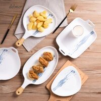 Đĩa Thực Phẩm Phương Tây DELMER, Tinh Tế Có Tay Cầm Đĩa Ăn, Đĩa Tự Phục Vụ Thanh Lịch Melamine Giả Gốm Pizza Đĩa Khách Sạn