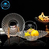 Đĩa Thuỷ Tinh Lớn Đựng Hoa Quả Pha Lê Chấm Bi Nổi Phong Cách Châu Âu Sang Trọng / Dĩa Bi Lớn DSGD18-1B M3172