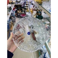 Đĩa thủy tinh màu trắng vân hoa 22cm