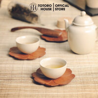 Đĩa trà gỗ trầm hương đỏ, đĩa lót chén trà nhập khẩu TOTORO HOUSE