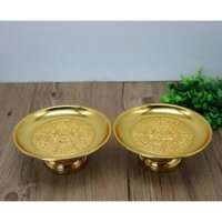 Dĩa Trái cây bàn thờ ánh vàng 18cm Hoa sen-Phúc đáo(2 mẫu)
