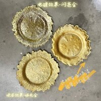 Đĩa Trái Cây Châu Âu Hộ Gia Đình Ánh Sáng Sang Trọng Phương Tây Trang Trí Thực Phẩm Khay Ren Tấm Mạ Điện Xịt Sơn Trong Suốt Thủ Công