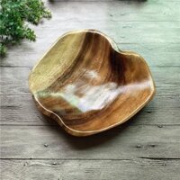 Đĩa trái cây gỗ óc chó, khay trái cây gỗ nguyên khối retro, bát trái cây gỗ, đĩa trái cây khô, bát gỗ cho phòng khách 9VYF