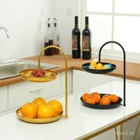 Đĩa trái cây hiện đại cho phòng khách, đĩa trái cây hai lớp, nghệ thuật sắt sáng tạo, đĩa hạt nhiều lớp, giỏ lưu trữ, đĩa kẹo