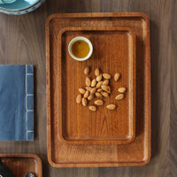 Đĩa trái cây hình chữ nhật bằng gỗ mun tùy chỉnh, khay trà, đĩa bánh gỗ, đĩa ăn uống gỗ cho khách sạn