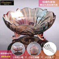 Đĩa Trái cây Thủy tinh không chì Flevenz, xô trái cây, hoa hướng dương, đĩa trái cây khô sáng tạo, giỏ trái cây, đĩa trái cây lớn H9AS