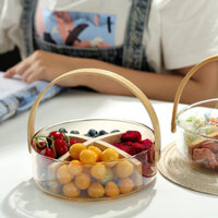 Đĩa trái cây thủy tinh, xô đá dung tích lớn hộ gia đình, giỏ đựng trái cây cầm tay Bắc Âu sáng tạo, xô trái cây cắm trại ngoài trời, xô đá đồ uống