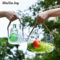 Đĩa trái cây trong suốt bằng nhựa cầm tay gia đình