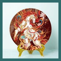 Đĩa tranh phong thủy - bạch long mã trang trí bàn làm việc và làm quà biếu, tặng cho bạn thân, người thân, đồng nghiêp.