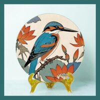 đĩa tranh phong thủy - chim sơn ca trang trí bàn làm việc và làm quà biếu, tặng cho bạn thân, người thân, đồng nghiêp.