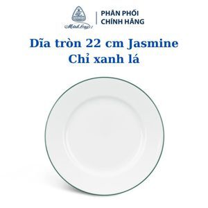 Dĩa tròn 22 cm Jasmine Chỉ Xanh Lá