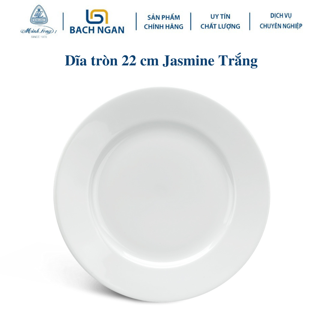 Dĩa tròn 22 cm Jasmine Trắng