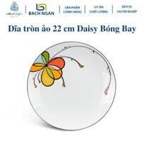 Dĩa tròn ảo Minh Long 22 cm Daisy Bóng Bay Bằng sứ, Hàng Đẹp, Cao Cấp, Dùng Trong Gia Đình, Đãi Khách, Tặng Quà Tân Gia