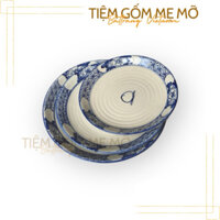 Đĩa tròn giả vuốt hoạ tiết hoa chanh cổ vẽ tay thủ công gốm sứ Bát Tràng