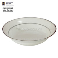 Đĩa tròn nhỡ 18cm trắng sứ tro xương viền bạc Hàn Quốc Haengnam 17166