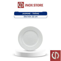 Dĩa Tròn Sứ Cao Cấp Minh Long - 22 cm - Jasmine - Trắng