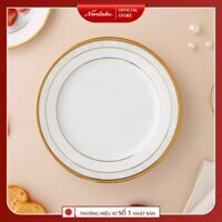 Đĩa Tròn Vừa Đường Kính 21cm Sứ Trắng Noritake Nhật Bản | Hampshire Gold 4335L-91311