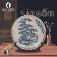 Đĩa trưng bày gốm sứ Bát Tràng men rạn bọc đồng SG-ĐC17