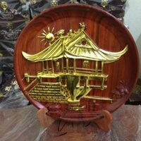 Đĩa trưng bày phòng khách giáp vàng (hình chùa một cột)