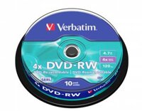 Đĩa Verbatim DVD-RW 4.74.7GB 10pk Spindle 4x Branded Rewritable Media Disc DVD 43552