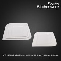 Dĩa vuông 22.5cm, 25.5cm, 27.5cm, 31.5cm Anh Vũ Lys Trắng Ngà sứ tráng men cao cấp Minh Long