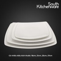 Dĩa vuông ảo 18cm, 21cm, 25cm, 27cm Misc_Assortment Lys Trắng Ngà sứ tráng men cao cấp Minh Long