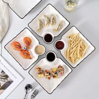 Đĩa vuông có ngăn chấm 2 in 1 set 5 cái