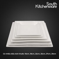 Dĩa vuông lá 16cm, 18cm, 22cm, 25cm, 27cm, 29cm Misc_Assortment Lys Trắng Ngà sứ tráng men cao cấp Minh Long