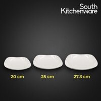 Dĩa vuông sâu 20cm, 25cm, 27.3cm Anh Vũ Lys Trắng Ngà sứ tráng men cao cấp Minh Long