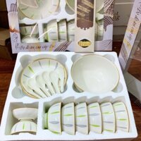 [ĐĨA VUÔNG]Bộ đồ ăn 11 món[ CAO CẤP]bát, đĩa, tô, chén gốm sứ cao cấp ,bộ tô chén,bộ bát đĩa gốm sứ cao cấp