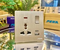 DIALOG 86 – GOLD (16A/250V) USB/Type C & 3 Pole Socket & Switch Lock – PEHA