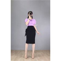[Diamond Boutique] Chân Váy Bút Chì Công Sở Khoen Tròn Lệch