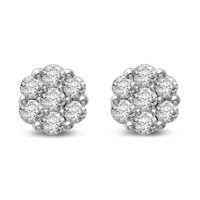 Diamond Jewel 14K Gold Diamond Flower Cluster Stud Great Value
