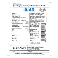 Dịch truyền tĩnh mạch NaCl 0,45%/500ml điều trị suy kiệt Natri và Clorid nhẹ