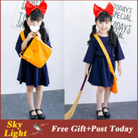 Dịch vụ giao hàng của Kiki Váy màu xanh đậm cho trẻ em Cô gái Người lớn Phụ nữ Trang phục hóa trang Halloween Trang phục Giáng sinh Trọn bộ