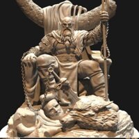 [Dịch Vụ In 3d] Mô Hình God Of War Kratos Throne  Bằng Chất Liệu Nhựa Resin - Cao 20 cm