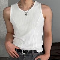 Dichuangzhe Xe tăng gân cổ tròn trẻ trung có phong cách vòng cổ chữ thập