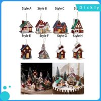 Dickly Christmas Snow House Glowing Log Cabin Trang trí nội thất bằng gỗ, Giáng sinh mùa đông