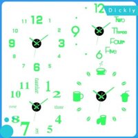 Dickly Dạ Quang Đồng Hồ Treo Tường DIY Đồng Hồ Treo Tối Giản Không Khung Phát Sáng