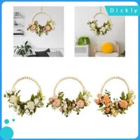 Dickly Nhân Tạo Hoa Vòng Hoa Cửa Vòng Hoa Hạt Gỗ Vòng Treo Tường Cây Xanh Lá Cho Phông Nền Trang Trại Đảng Trang Trí Ngoài Trời