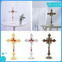 Dickly Relics Thánh Giá Trên Chân Đế Treo Tường Thánh Giá Trang Trí Nhà Thờ Cầu Nguyện