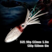 Dieaiya Mồi Câu Cá Váy Mực, Váy Bạch Tuộc Dạ Quang Váy Mực Phát Sáng Mồi, Mồi Câu Cá 90g-133mm Cao Su Mềm Dạ Quang Bạch Tuộc Trolling Mồi Câu Cá Biển