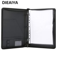 DIEAIYA Túi Đựng Tài Liệu Khổ a4 + 3 Vòng Và 8 Túi Đựng Bằng Da Có Khóa Kéo Tiện Dụng