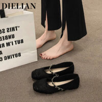 DIELIAN Giày Búp Bê đi chơi giày sandal Bảnh bao Chống bám bụi Đế linh hoạt Sang trọng FLF24B0JLD 46Z241111